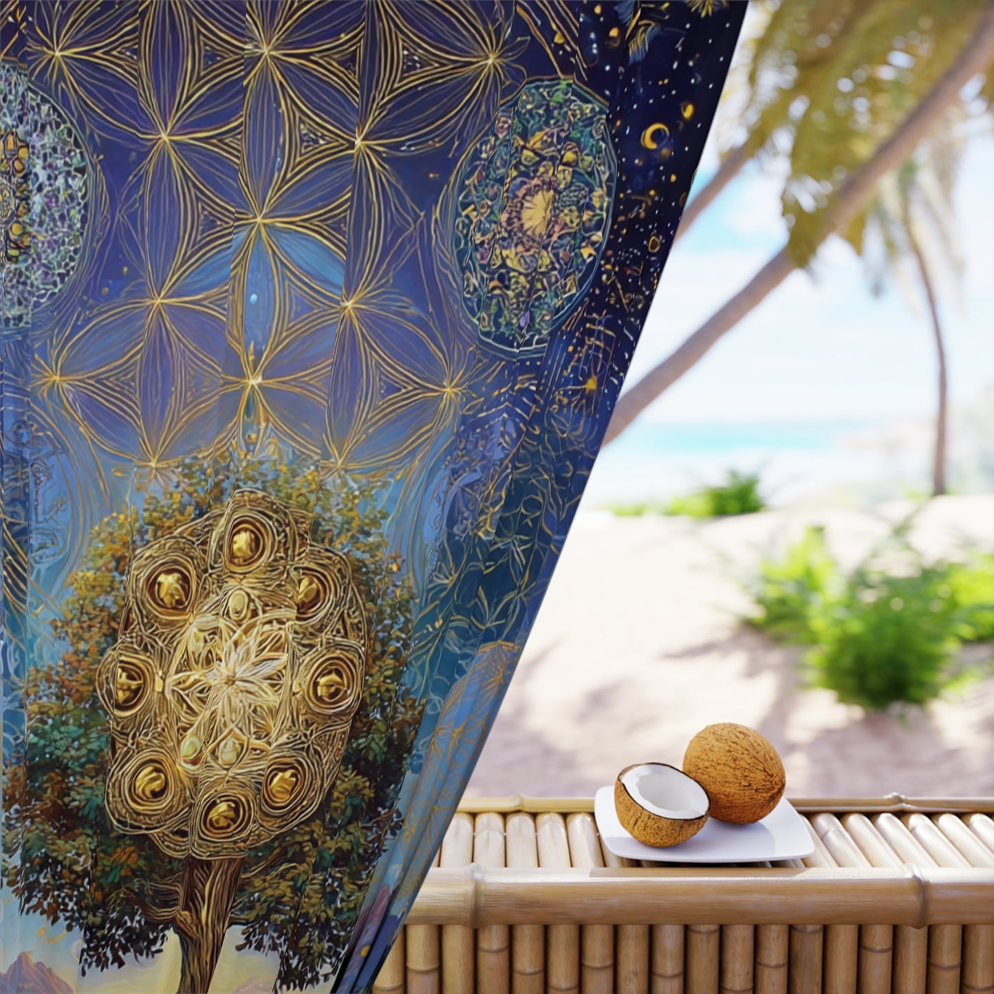 Mystical Tree of Life Tapestry Curtain — Spiritual Window Drapery