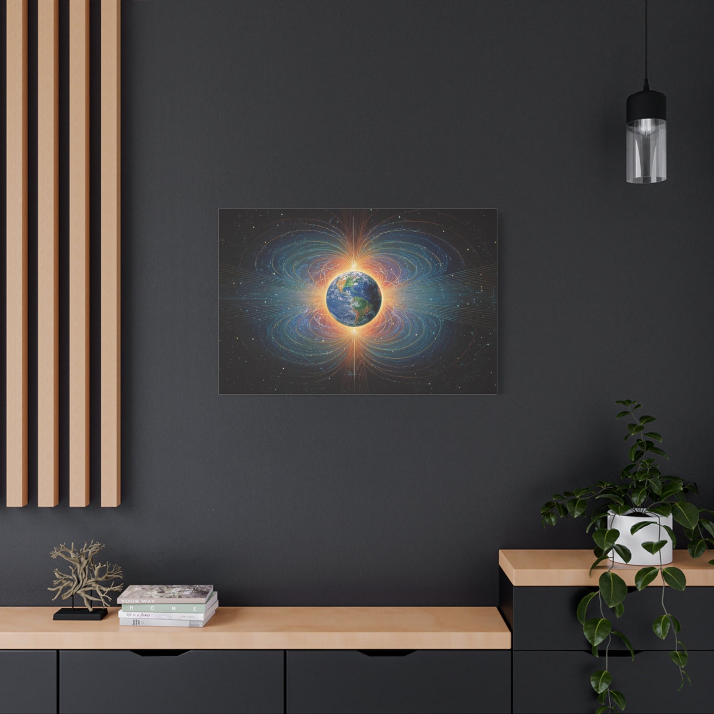 Earth with Magnetic Field Canvas | Stretched Matte Wall Art