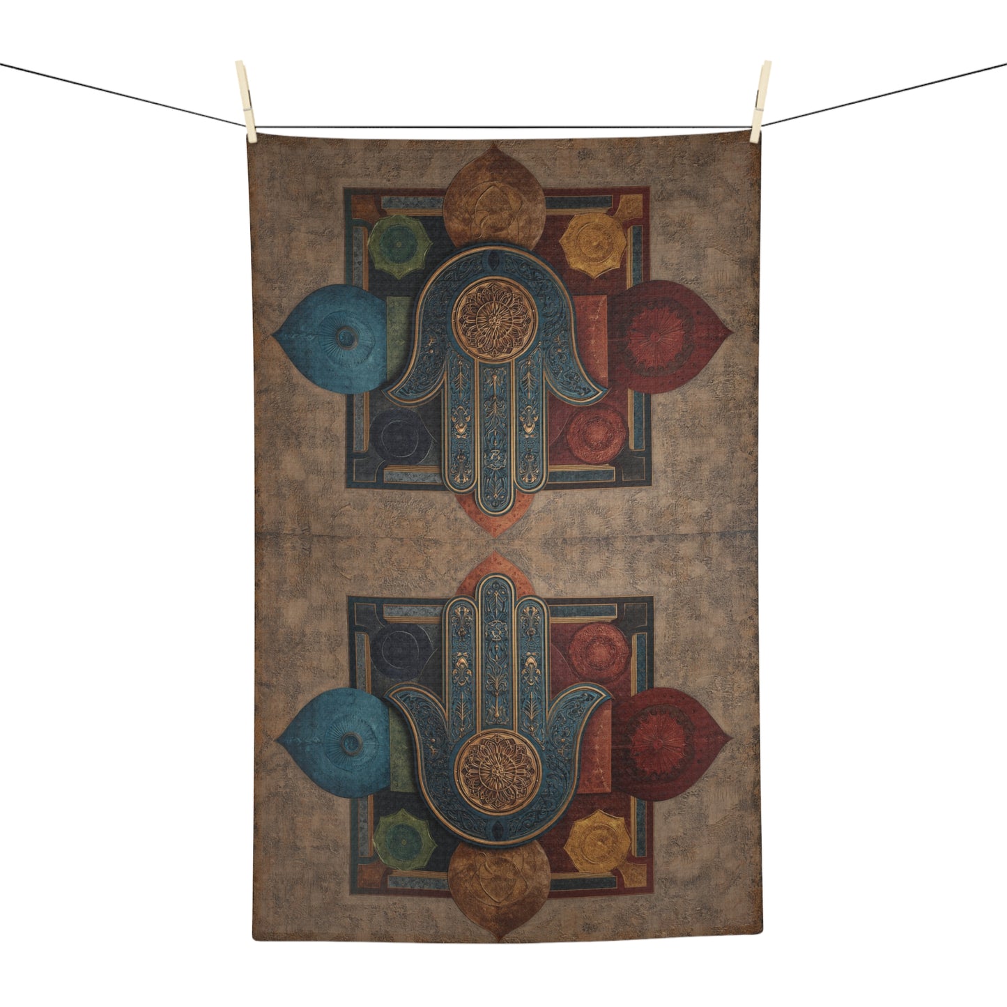 Hamsa Hand Hand Towel | Boho Spiritual Kitchen Towel, Protective Hand Design