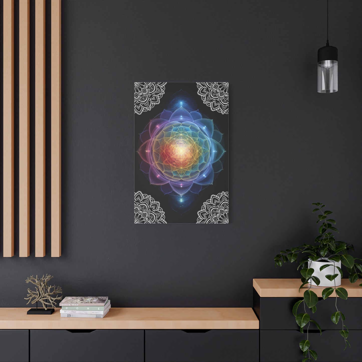 Sacred Geometry Rainbow Lotus Canvas