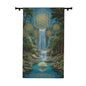 Sacred Waterfall Window Curtain — Lotus & Sacred Geometry Tapestry