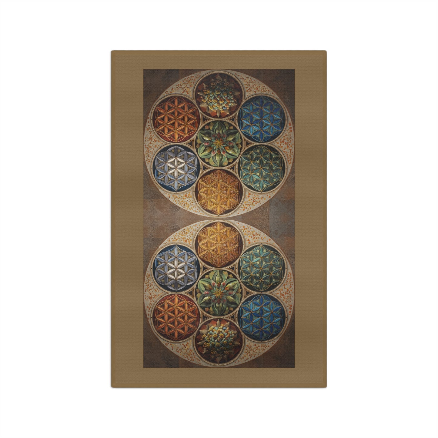 Geometric Mandala Circles Microfiber Hand Towel | Floral Seed of Life Pattern