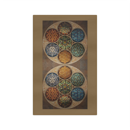 Geometric Mandala Circles Microfiber Hand Towel | Floral Seed of Life Pattern