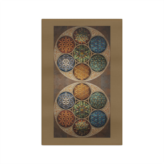 Geometric Mandala Circles Microfiber Hand Towel | Floral Seed of Life Pattern