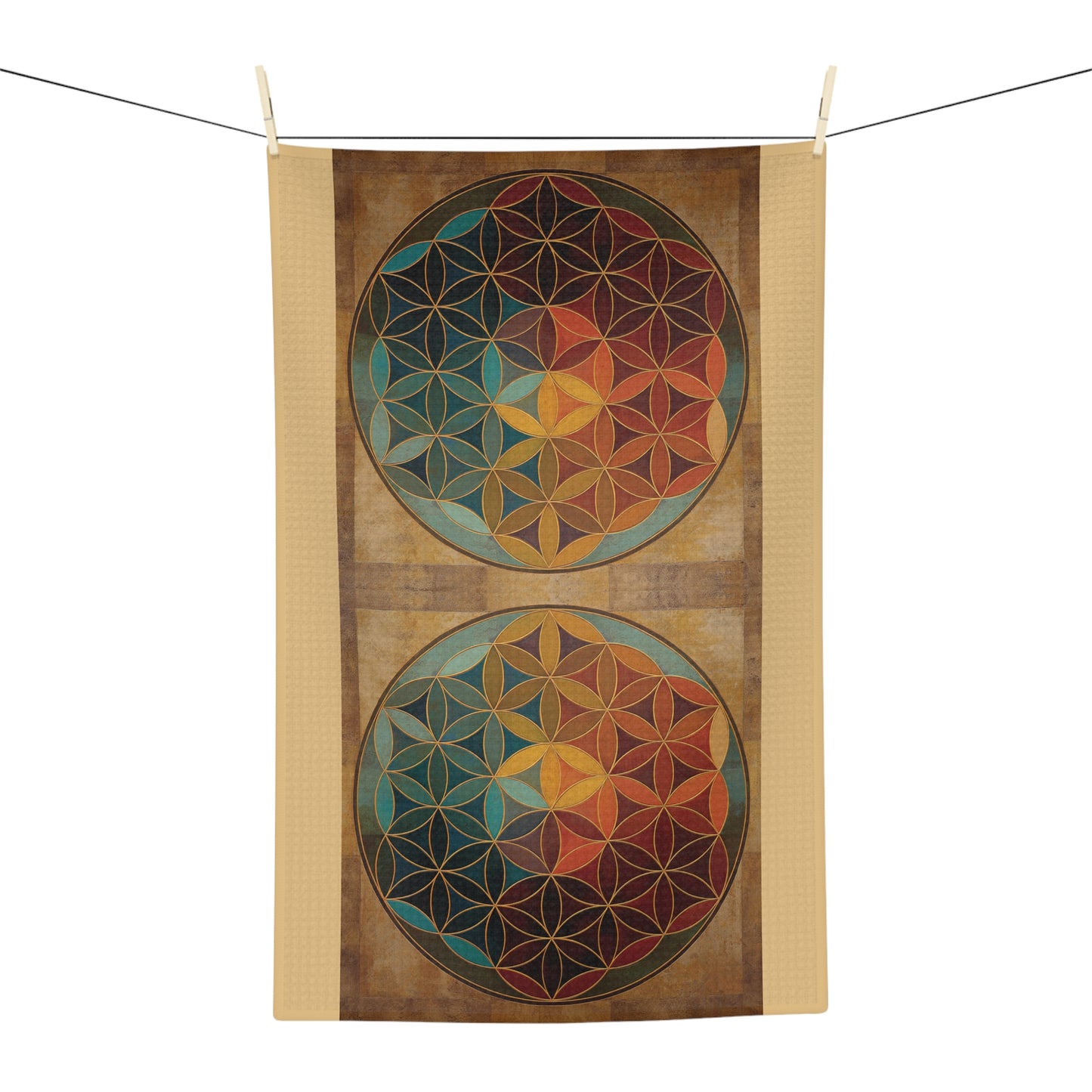 Geometric Flower of Life Circles Microfiber Dish Towel | Boho Sacred Geometry