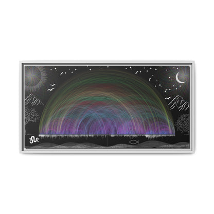 Framed Matte Canvas —  63,779 Bible Cross references Chart Rainbow Aurora Nightscape Wall Art