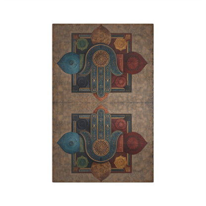 Hamsa Hand Hand Towel | Boho Spiritual Kitchen Towel, Protective Hand Design
