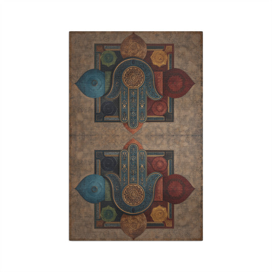 Hamsa Hand Hand Towel | Boho Spiritual Kitchen Towel, Protective Hand Design