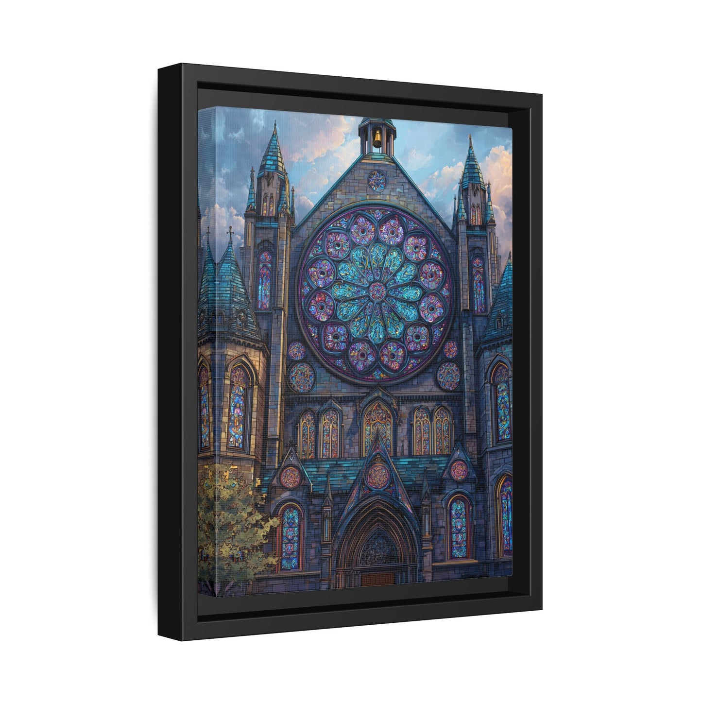 Stained Glass Healing Temple Rose Window Matte Canvas Framed