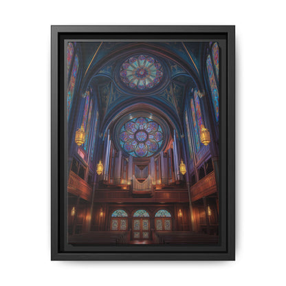 Stained Glass Cathedral Interior Matte Canvas Framed