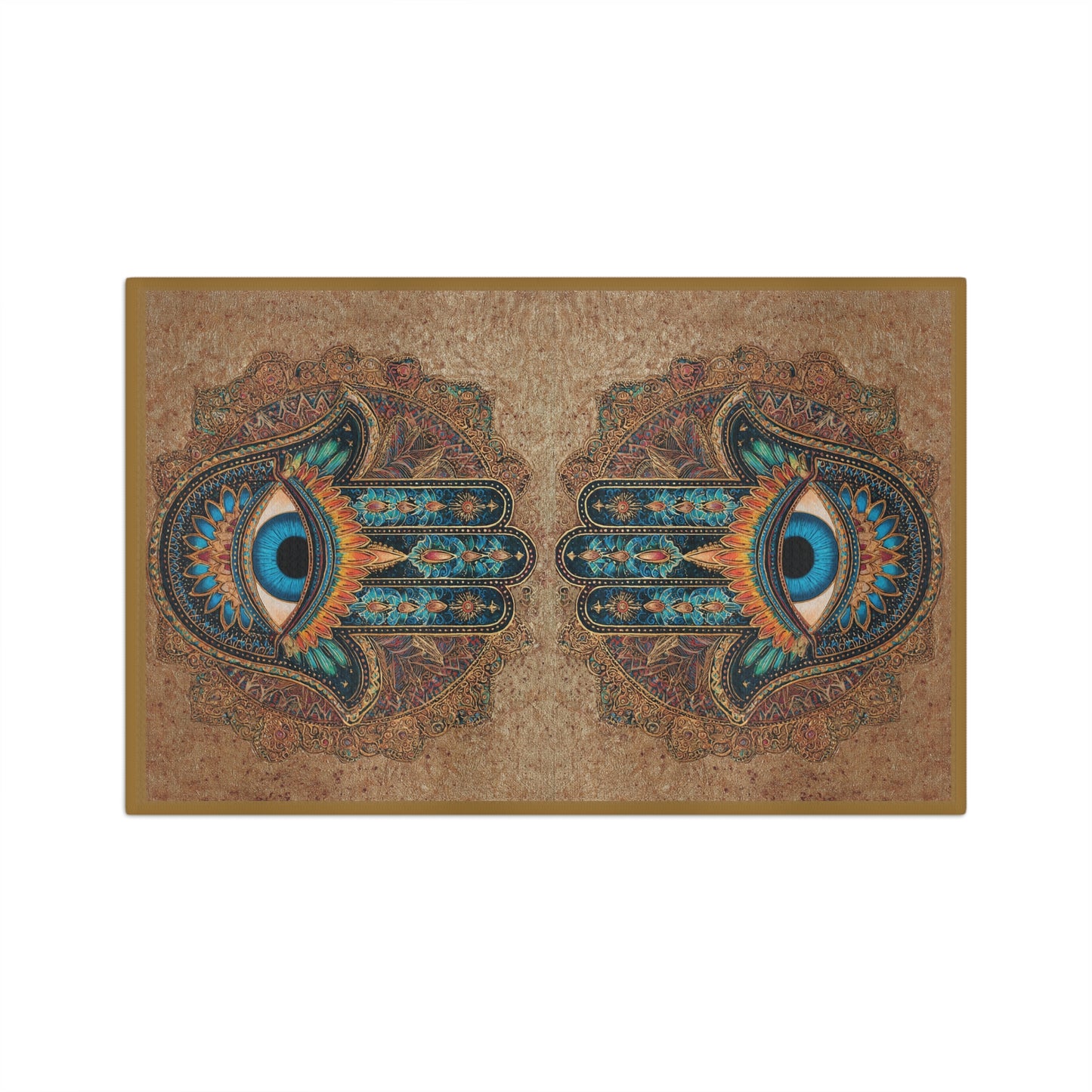 Hamsa Hand with Blue Eye Microfiber Hand Towel | Boho Mediterranean Kitchen