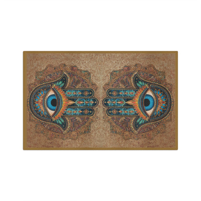 Hamsa Hand with Blue Eye Microfiber Hand Towel | Boho Mediterranean Kitchen