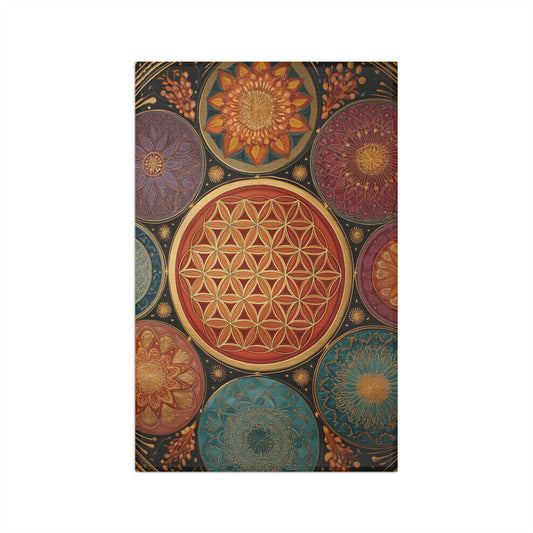 Flower of Life Mandala Microfiber Dish Towel | Geometric Boho Kitchen Towel
