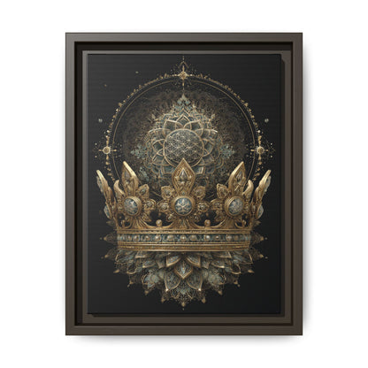 Ornate Crown Artwork Framed Canvas | Black Frame, Mandala Crown Print