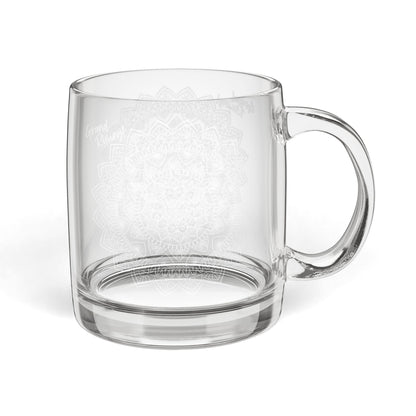 White Mandala Engraving Glass Coffee Mug