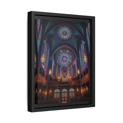 Stained Glass Cathedral Interior Matte Canvas Framed