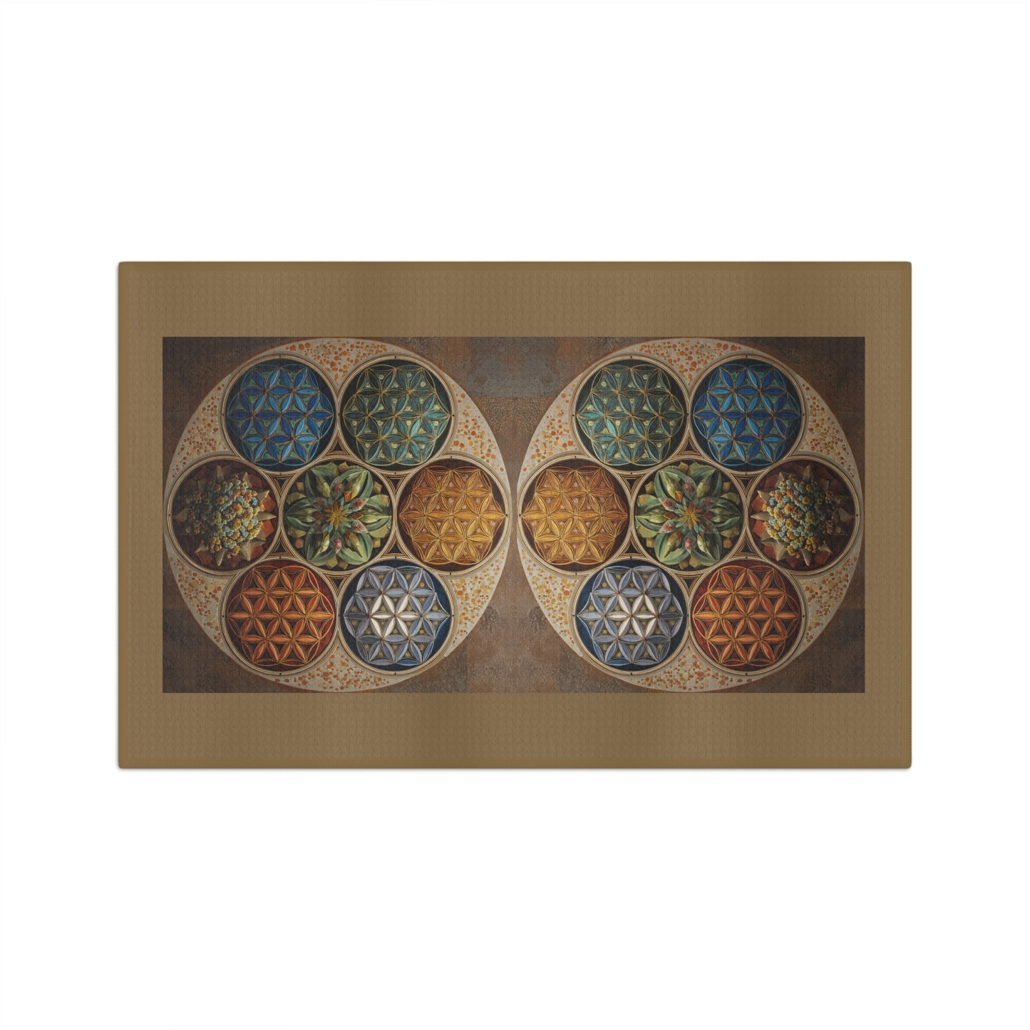 Geometric Mandala Circles Microfiber Hand Towel | Floral Seed of Life Pattern