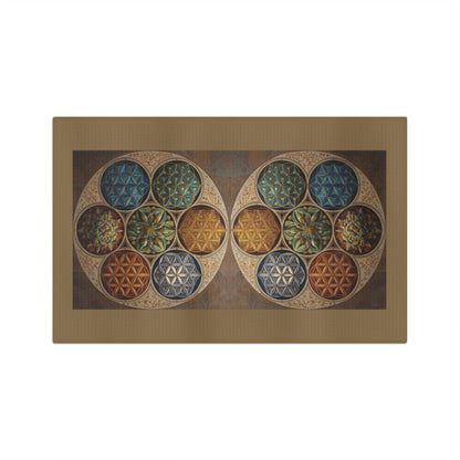 Geometric Mandala Circles Microfiber Hand Towel | Floral Seed of Life Pattern