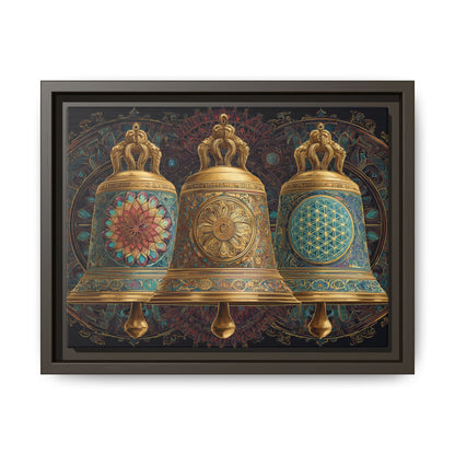 Decorative Golden Bells Matte Canvas Framed | Mandala Pattern Wall Art