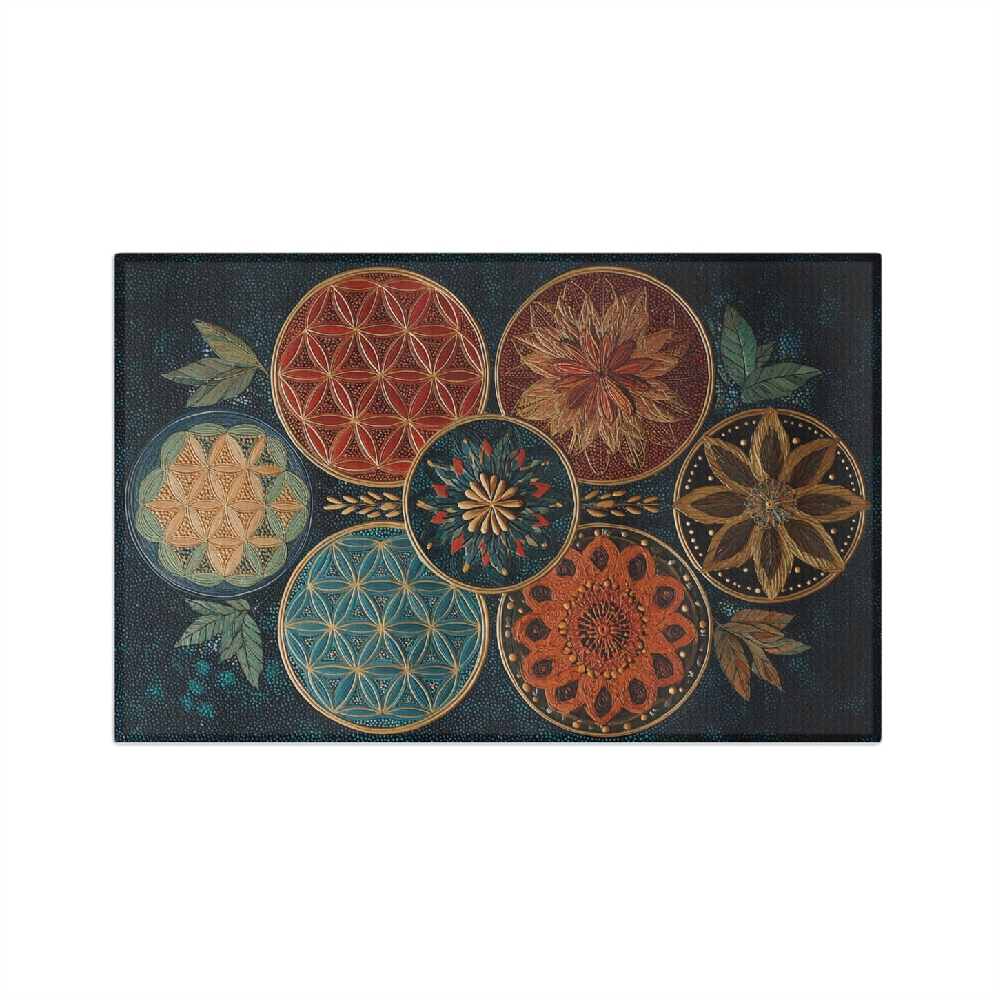 Floral Geometric Mandala Microfiber Dish Towel | Boho Circle Pattern
