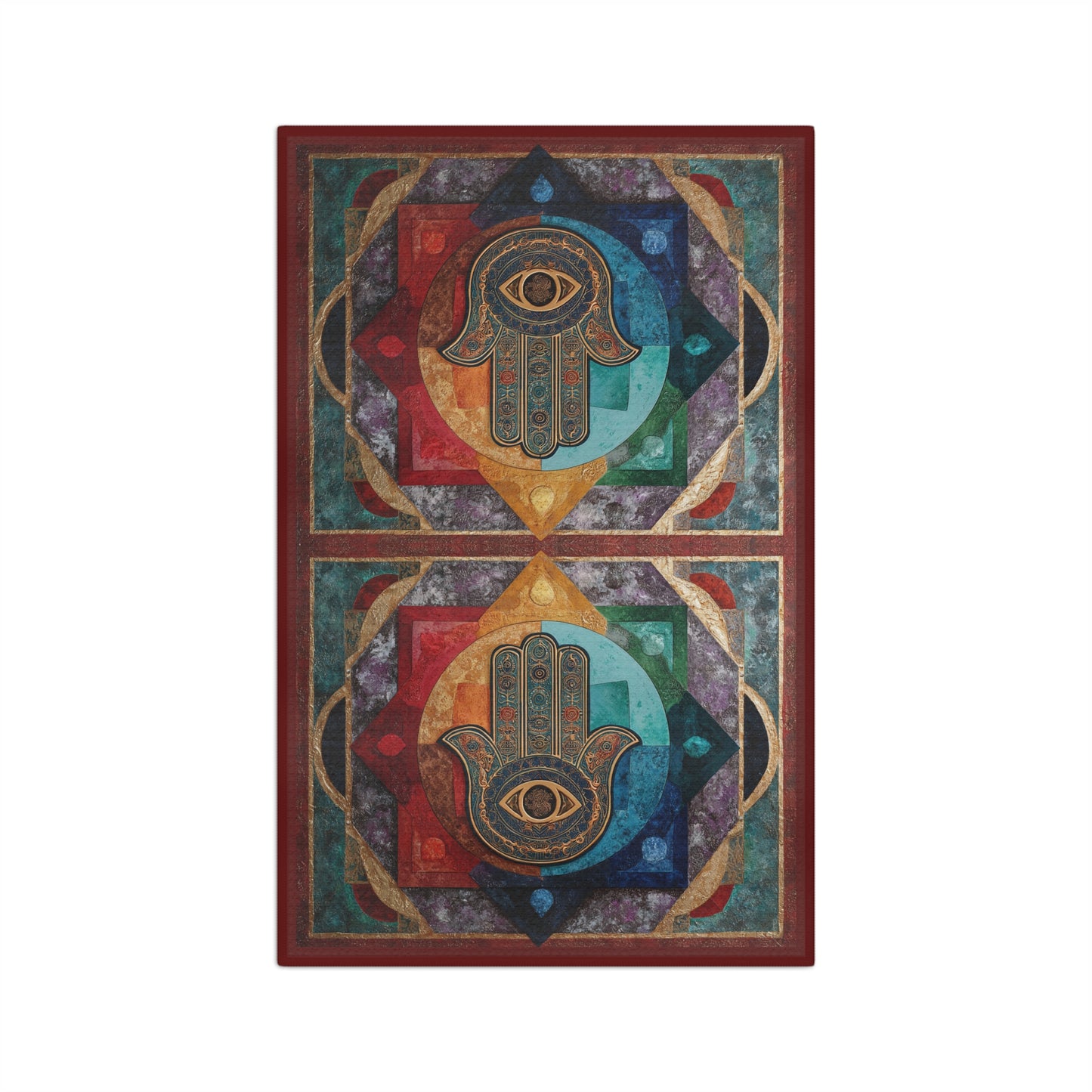 Hamsa Hand Mandala Microfiber Hand Towel | Boho Spiritual Kitchen Towel