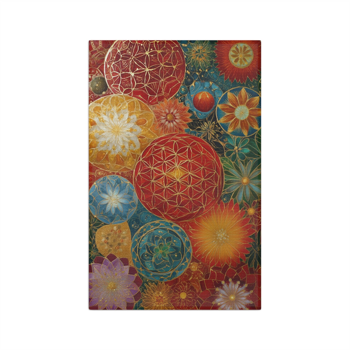 Flower of Life Mandala Microfiber Dish Towel Geometric Floral Pattern