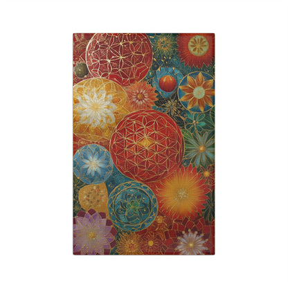 Flower of Life Mandala Microfiber Dish Towel Geometric Floral Pattern