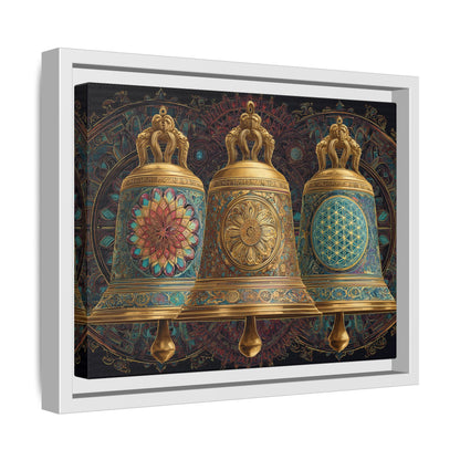 Decorative Golden Bells Matte Canvas Framed | Mandala Pattern Wall Art
