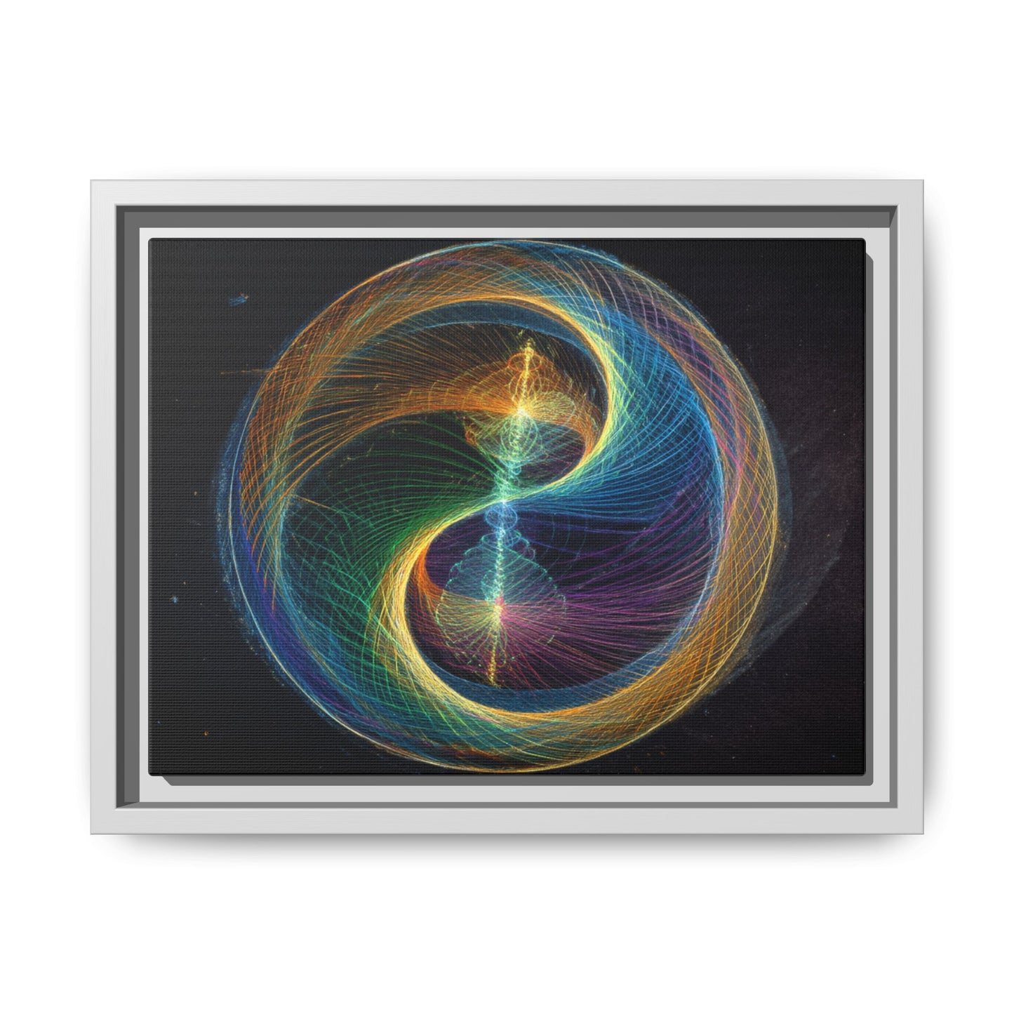 Colorful Yin Yang Spiral Vortex Abstract Fractal Framed Canvas