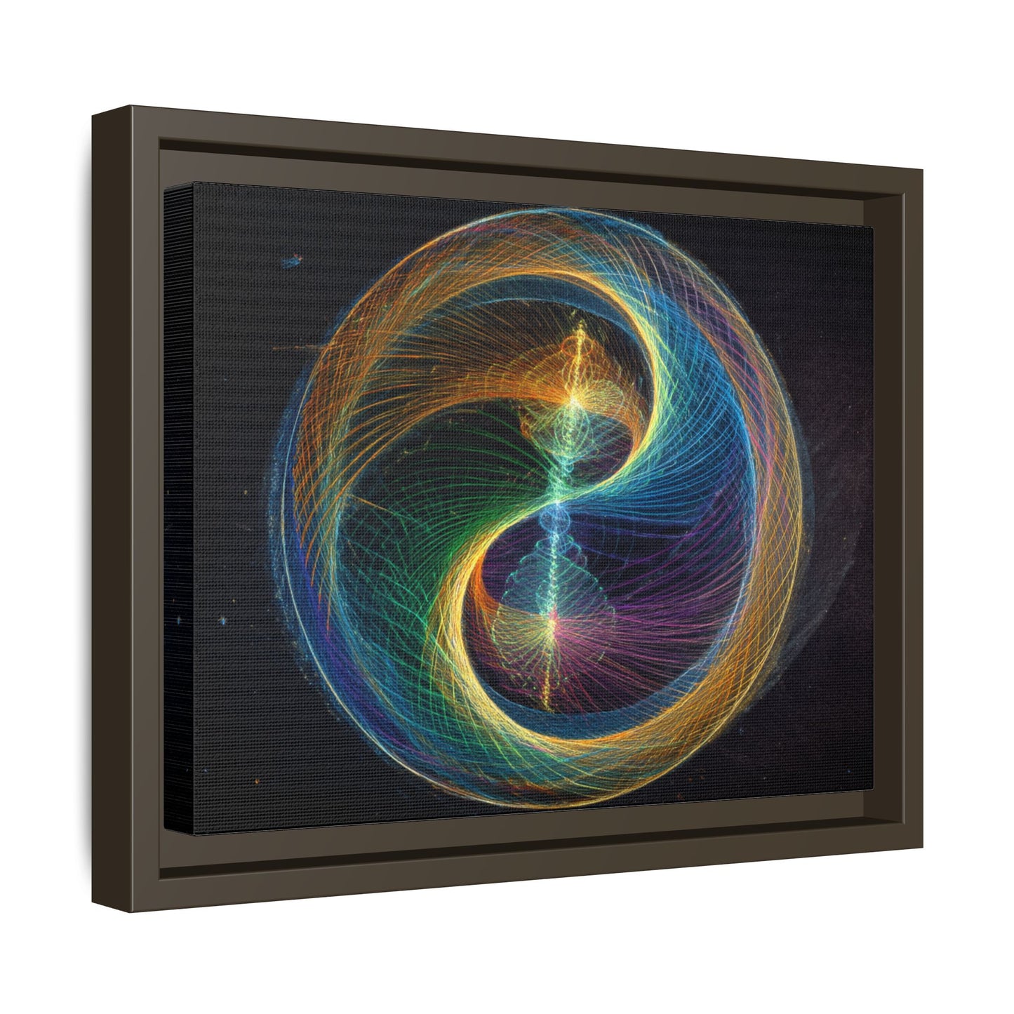 Colorful Yin Yang Spiral Vortex Abstract Fractal Framed Canvas