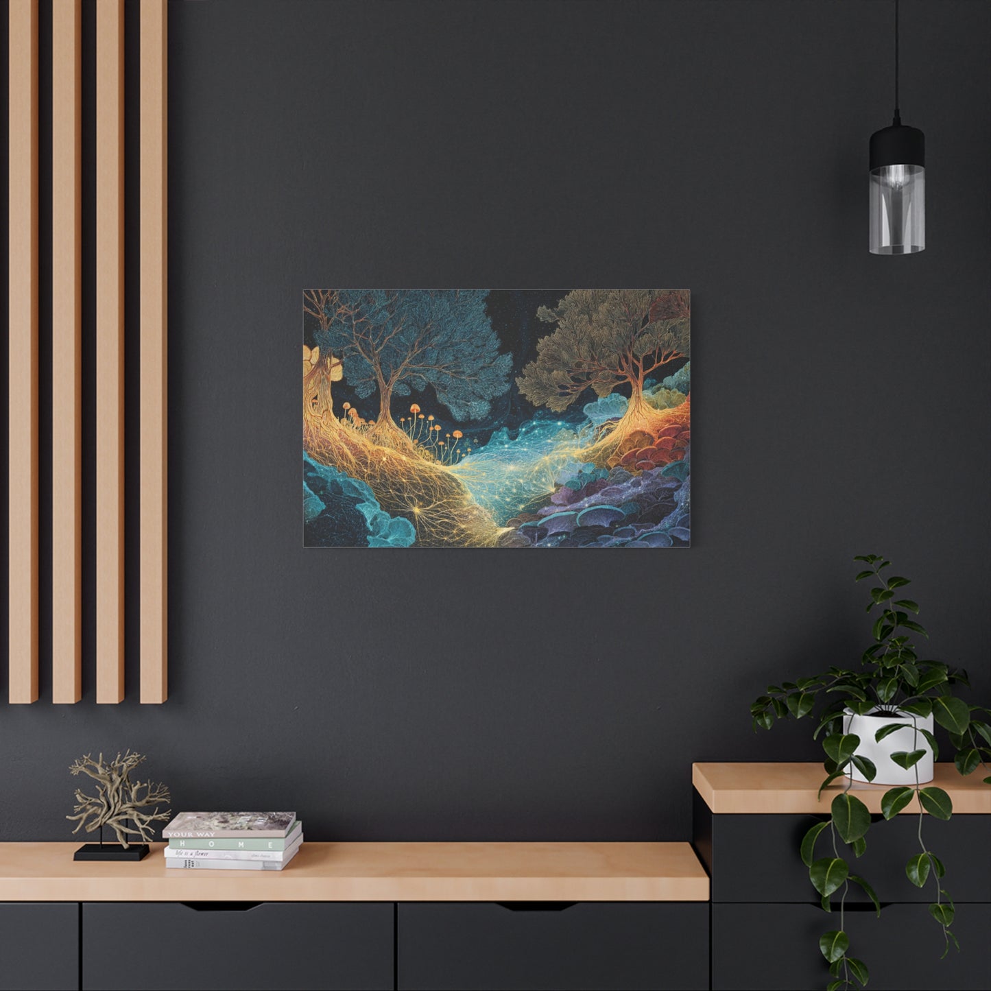 Mycelium Magic Forest River Canvas
