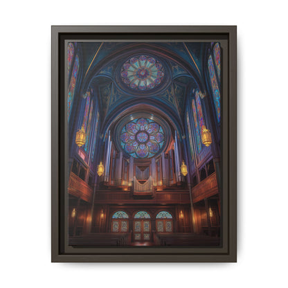 Stained Glass Cathedral Interior Matte Canvas Framed