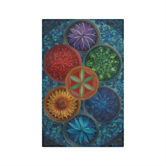 Colorful Mandala Floral Circles Microfiber Hand Towel | Vibrant Botanical Art