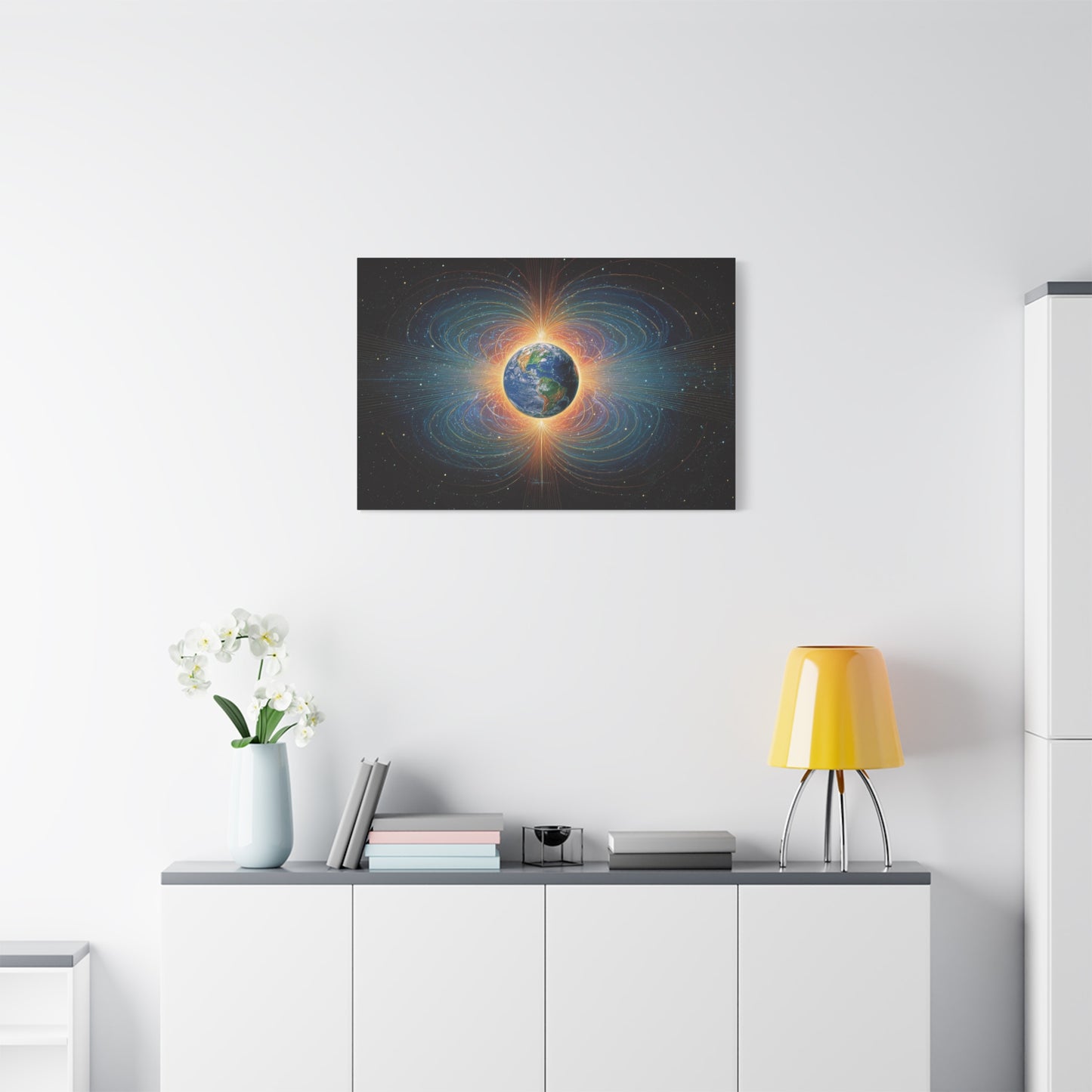 Earth with Magnetic Field Canvas | Stretched Matte Wall Art