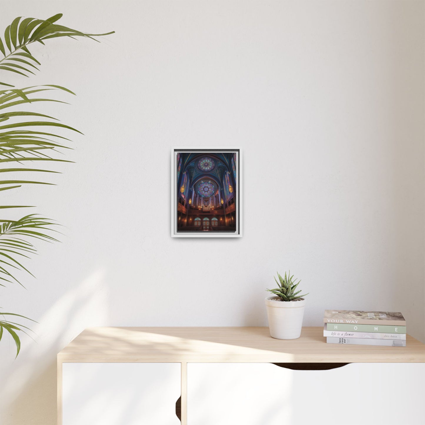 Stained Glass Cathedral Interior Matte Canvas Framed