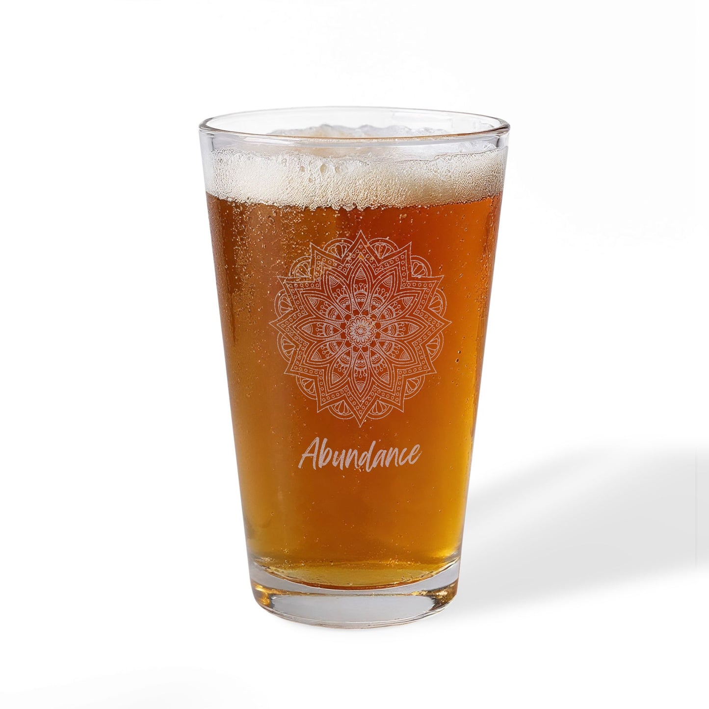 Abundance Mandala pint glass | Pint Mixing Glass 16oz, Engraved