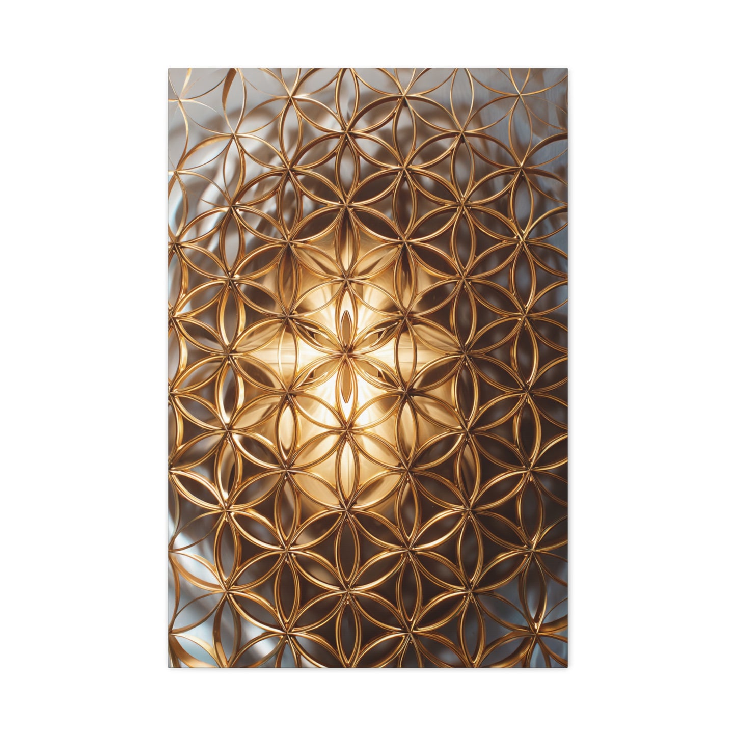 Christ Conscious Golden Flower of Life Pattern Matte Canvas