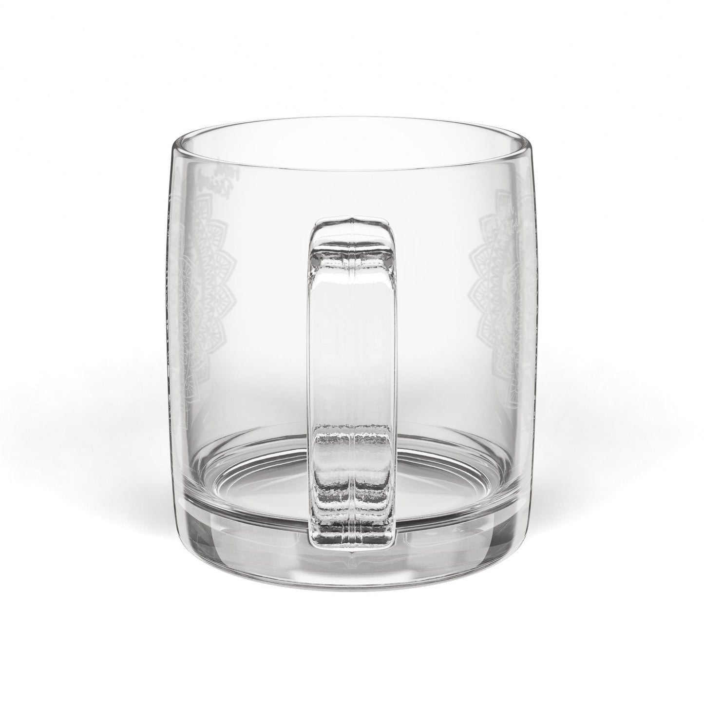 White Mandala Engraving Glass Coffee Mug