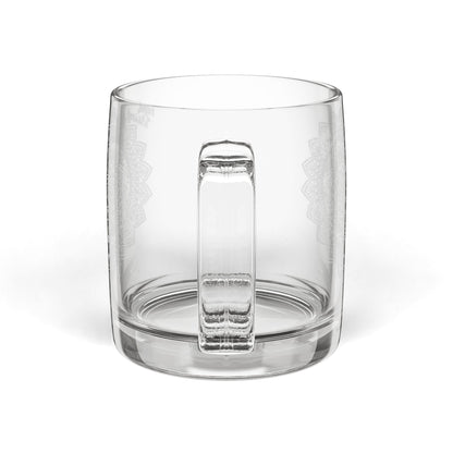 White Mandala Engraving Glass Coffee Mug