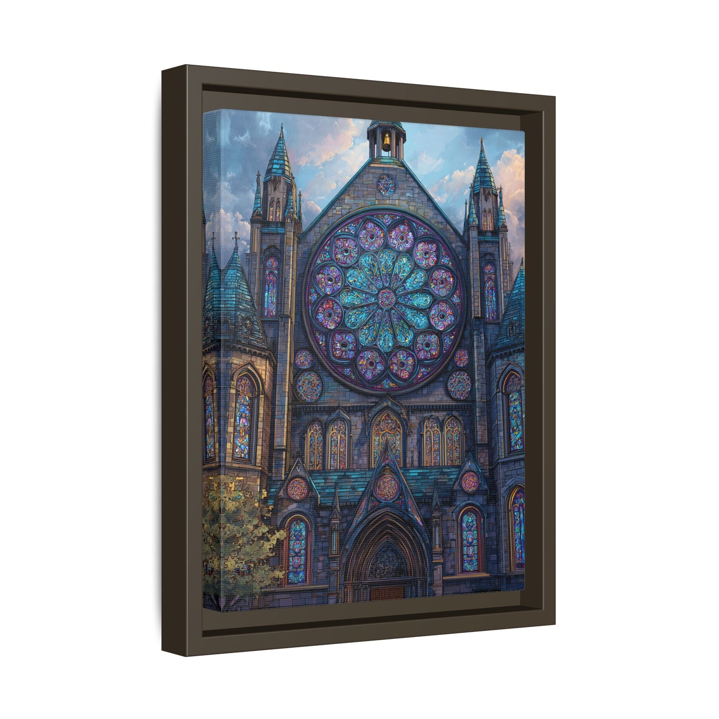 Stained Glass Healing Temple Rose Window Matte Canvas Framed