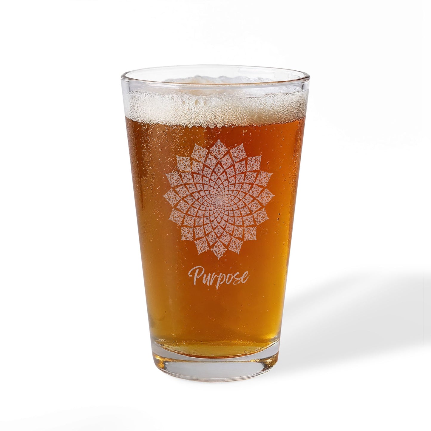 Sacred Geometry Mandala Pint Glass | Engraved 16oz Mixing Glass