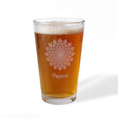 Sacred Geometry Mandala Pint Glass | Engraved 16oz Mixing Glass