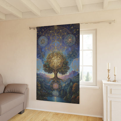 Mystical Tree of Life Tapestry Curtain — Spiritual Window Drapery