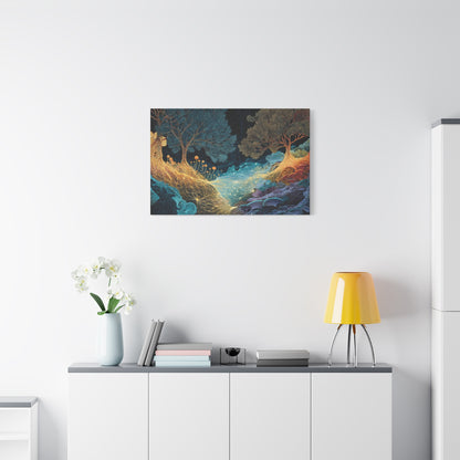 Mycelium Magic Forest River Canvas