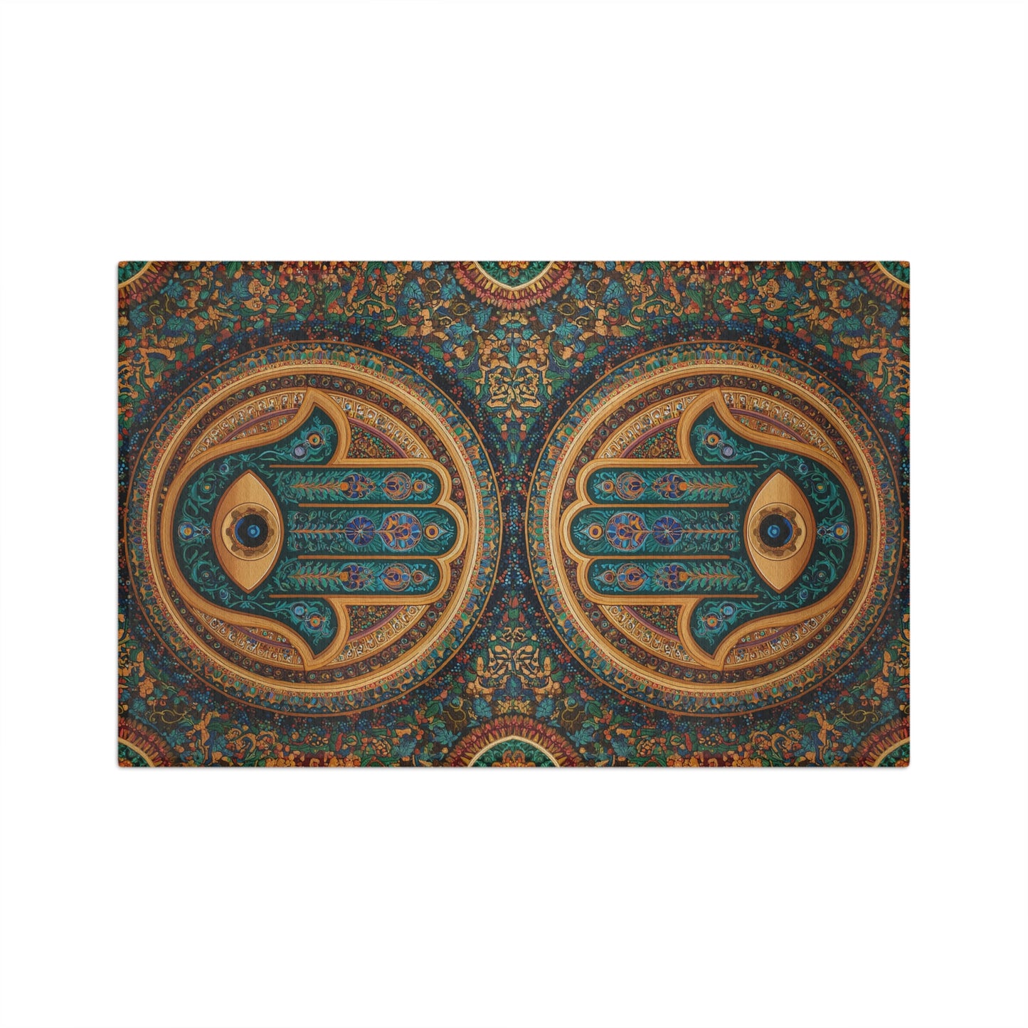 Hamsa Hand Pattern Microfiber Hand Towel | Boho Moroccan Eye Kitchen Towel
