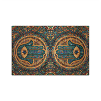 Hamsa Hand Pattern Microfiber Hand Towel | Boho Moroccan Eye Kitchen Towel