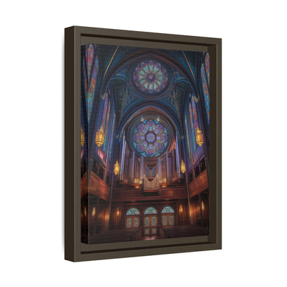 Stained Glass Cathedral Interior Matte Canvas Framed