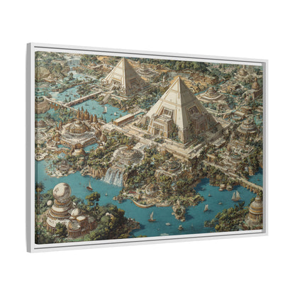 Ancient Pyramid City Matte Canvas Framed | Fantasy Landscape Wall Art