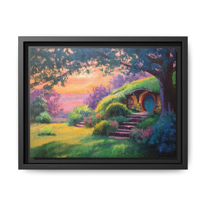 Hobbit House Landscape Matte Canvas Framed | Fantasy Cottage Wall Art