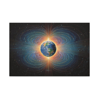 Earth with Magnetic Field Canvas | Stretched Matte Wall Art